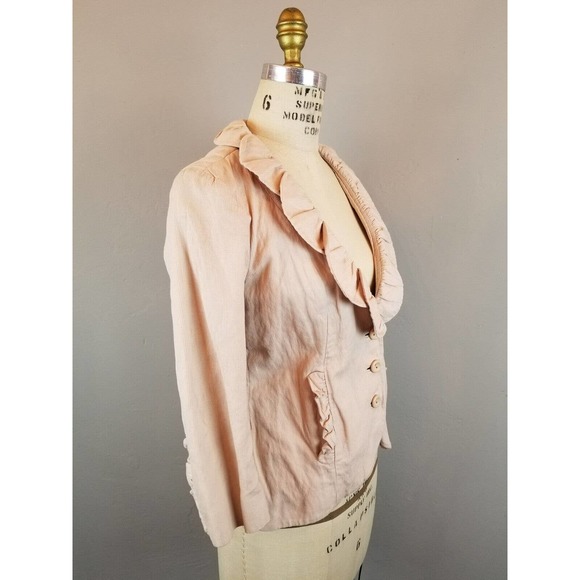 CAbi Blush Pink Women's Size 4 Ruffled Edge Jacket 3/4 Sleeves * Style 400 - Picture 5 of 7